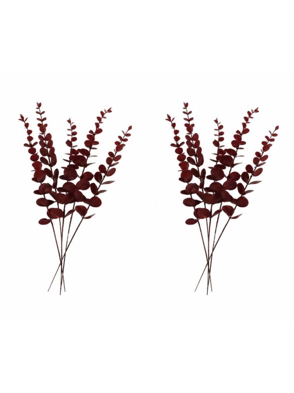 Burgundy Eucalyptus Stems Set of 10 Faux Greenery Dark Red